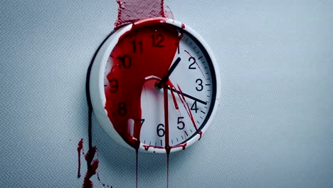 Blut-Spritzer-auf-Wanduhr