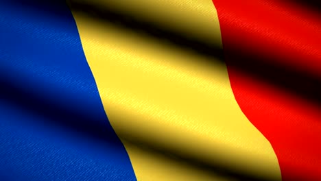 Romania-Flag-Waving-Textile-Textured-Background.-Seamless-Loop-Animation.-Full-Screen.-Slow-motion.-4K-Video