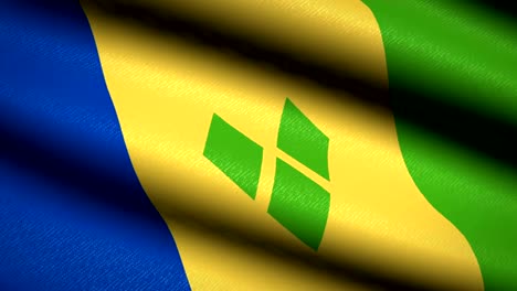 Saint-Vincent-and-the-Grenadines-Flag-Waving-Textile-Textured-Background.-Seamless-Loop-Animation.-Full-Screen.-Slow-motion.-4K-Video