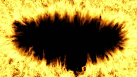 Oval-fiery-frame-on-a-black-background-moves-away-from-the-viewer