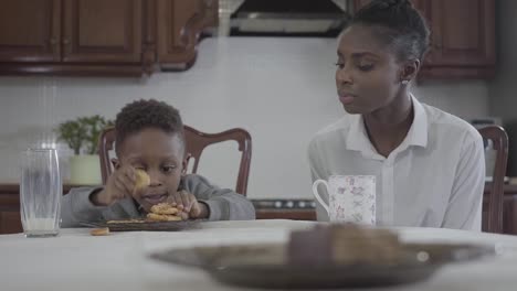 African-american-woman-sitting-with-her-little-son