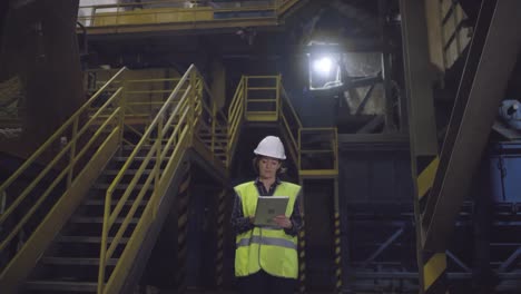 Caucasian-Female-Engineer-Working-at-Mineral-Wool-Plant