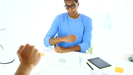 Boss-Angry-at-Work-on-Afro-American-Man,-Reacting-to-Mistakes