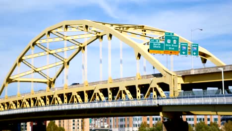 Traffic-crossing-the-Roberto-Clemente-Bridge-as-seen-from-North-Shore-on-bright-day