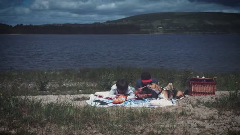 4k-Dad,-Son-and-Dog-Having-Picnic