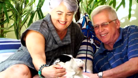 Senior-Couple-Relaxing-With-a-Dog-at-Home