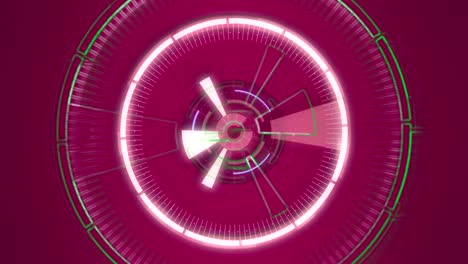 Rosa-abstracto-animacion-redonda,-alta-tecnología-fondo-con-círculos.-Efecto-de-HUD-de-ciencia-ficción-futurista.