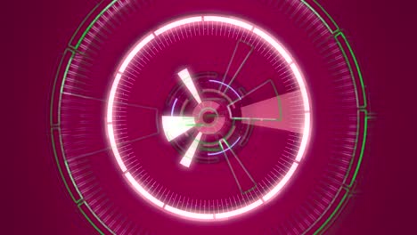 Pink-abstract-round-animation,-hi-tech-background-with-circles.-Futuristic-Sci-Fi-HUD-effect.