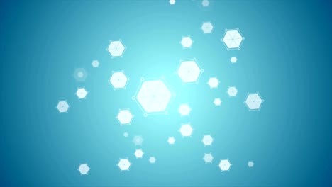 Hexágono-abstracta-azul-moléculas-tecnología-vídeo-de-animación