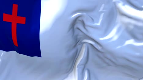 Christian-Flag-Waving-in-Wind-Slow-Motion-Animation-.-4K-Realistic-Fabric-Texture-Flag-Smooth-Blowing-on-a-windy-day-Continuous-Seamless-Loop-Background.