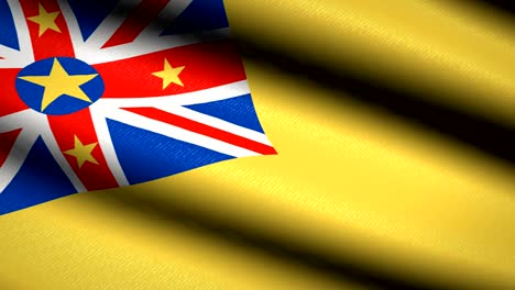 Niue-bandera-ondeando-textil-textura-de-fondo.-Seamless-Loop-animación.-Pantalla-completa.-Cámara-lenta.-Vídeo-de-4-K