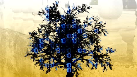 Mixed-media-of-two-3d-animation--from-tree--and-binary-code