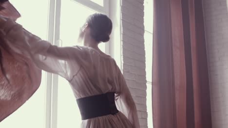 Beautiful-ballet-dance.-Morning.-Window.