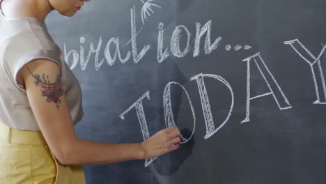 Woman-Creating-Chalkboard-Mural