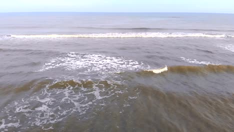 wave-of-waves-come-to-the-shore-slow-motion.-The-seagull-flies-over-the-waves