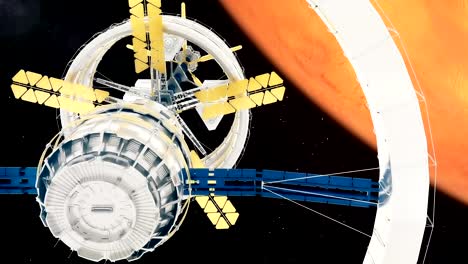 Space-station-flies-around-the-Mars.-Beautiful-detailed-animation.