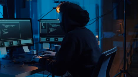 Hacker-nutzen-Computer-für-Cyber-Angriff-in-der-Nacht