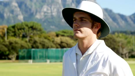 Cricket-umpire-signaling-a-no-ball-during-match