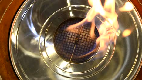 Modern-bio-fireplot-on-ethanol-gas-close-up