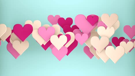 Heart-shapes-3D-render-seamless-loop-animation