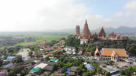 Aerial-view-Landscape-of-Wat-Tham-Sua,-Tha-Muang-District,-Kanchanaburi-Thailand