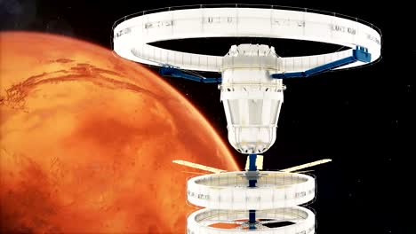Space-station-flies-around-the-Mars.-Beautiful-detailed-animation.