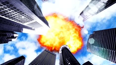 UFO-explodes-in-the-sky-over-skyscrapers