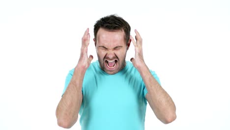 Screaming-Middle-Aged-Man,-White-Background