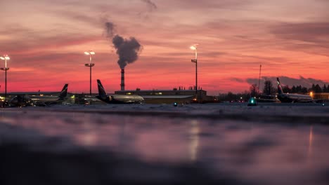 Mañana-de-invierno-temprano-en-el-aeropuerto-de-Sheremetyevo,-Moscú