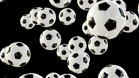 Soccer-balls-falling,-loop-with-Alpha-channel-3D-Animation