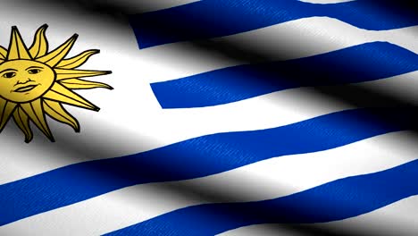 Uruguay-Flag-Waving-Textile-Textured-Background.-Seamless-Loop-Animation.-Full-Screen.-Slow-motion.-4K-Video