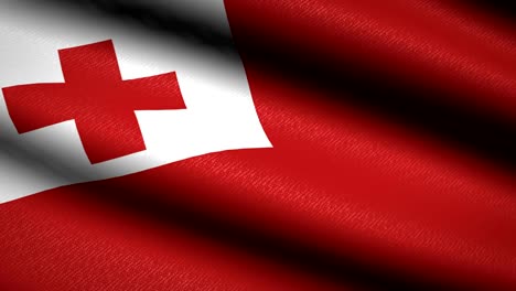 Tonga-bandera-ondeando-textil-textura-de-fondo.-Seamless-Loop-animación.-Pantalla-completa.-Cámara-lenta.-Vídeo-de-4-K