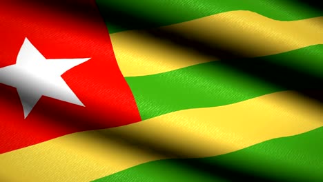 Togo-Flag-Waving-Textile-Textured-Background.-Seamless-Loop-Animation.-Full-Screen.-Slow-motion.-4K-Video