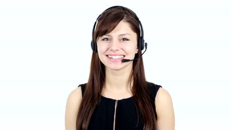 Girl-with-Headphones-Looking-to-Camera,-White-Background