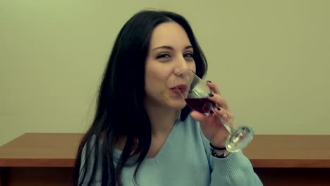 Girl-Drinking-Wine-and-Having-Fun