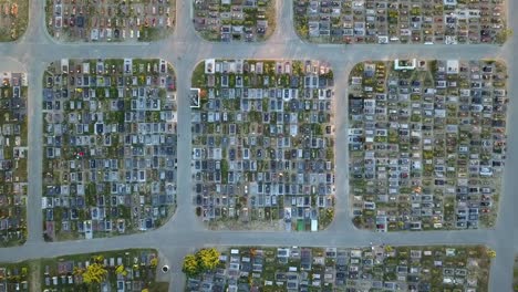 Aerial-of-Cemetery-Alleys-at-Sunset