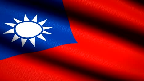 Republic-of-China-(Taiwan)-Flag-Waving-Textile-Textured-Background.-Seamless-Loop-Animation.-Full-Screen.-Slow-motion.-4K-Video