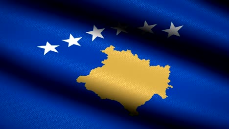 Kosovo-Flag-Waving-Textile-Textured-Background.-Seamless-Loop-Animation.-Full-Screen.-Slow-motion.-4K-Video