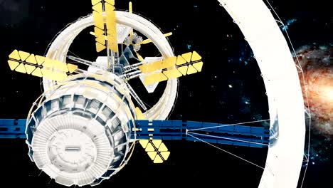 Space-station-flies-around-the-Galaxy.-Beautiful-detailed-animation.