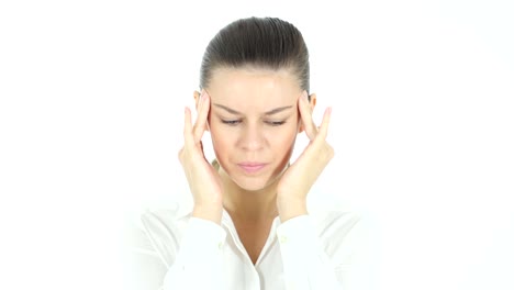 Headache,-Frustrated-Woman-on-White-Background