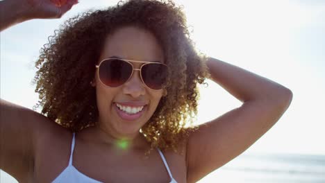 Portrait-of-plus-size-Ethnic-female-at-sunset