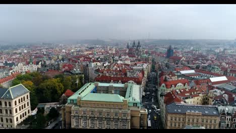 Beautiful-panoramic-aerial-view-of-the-Prague-city-cathedral-from-above-with-the-old-town-and-Vltava-river.-Amazing-city-landscape-footage