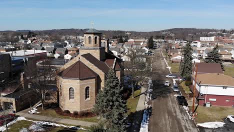 Day-Winter-Aerial-of-Church-and-Residential-Neighborhood