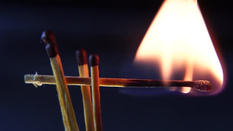 Burning-Matches,-Chain-Reaction-And-Flame.