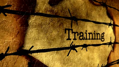 Training-text-against-barbwire