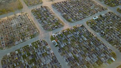 Aerial-of-Cemetery-Alleys-at-Sunset