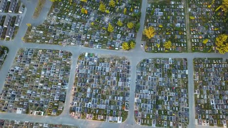 Aerial-of-Cemetery-Alleys-at-Sunset