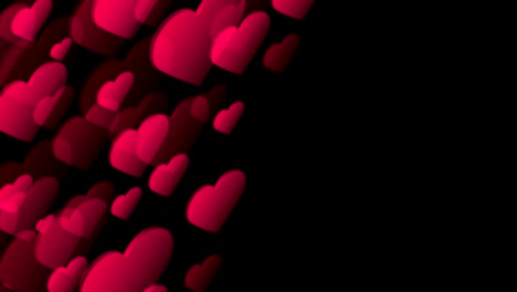 Resumen-placa-de-corazón-de-amor-San-Valentín-virtual-isométrica-3D-transparente-color-rosa-de-la-ilustración-del-patrón-en-movimiento-sobre-fondo-negro-sin-fisuras-bucle-de-animación-4K,-con-espacio-para-copiar-el-centro