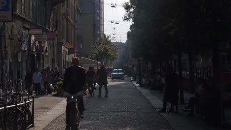 sunny-evening-milan-city-famous-pedestrian-street-slow-motion-panorama-4k-italy