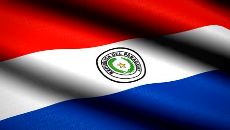 Bandera-de-Paraguay-ondeando-textil-textura-de-fondo.-Seamless-Loop-animación.-Pantalla-completa.-Cámara-lenta.-Vídeo-de-4-K